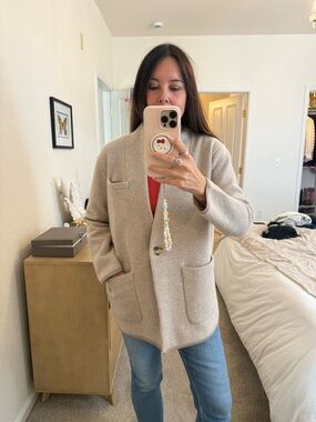 MADEWELL beige 100% wool Chevron Knit Coatigan XS